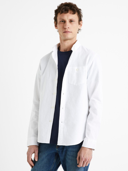Celio Weißes reguläres Celio Daxford Baumwollhemd für Herren