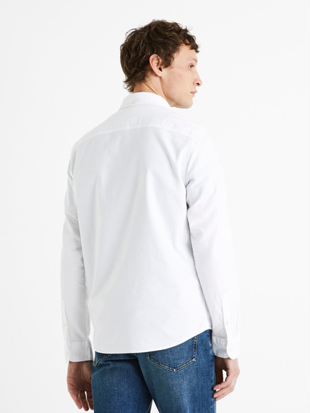 Celio Weißes reguläres Celio Daxford Baumwollhemd für Herren