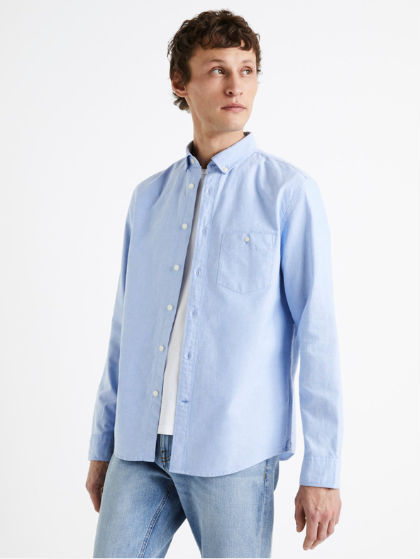 Celio Hellblaues Herren-Baumwollhemd Celio Daxford