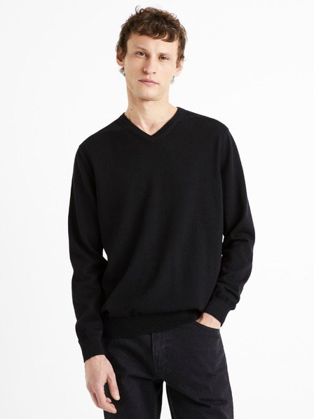 Celio Schwarzer Herrenpullover Celio Decotonv