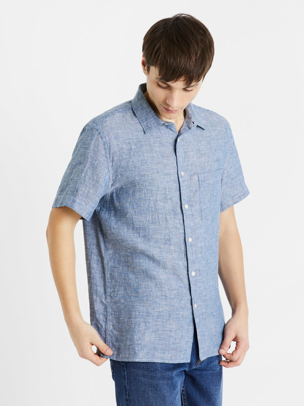 Celio Blaues Herren-Leinenhemd Celio Damralin