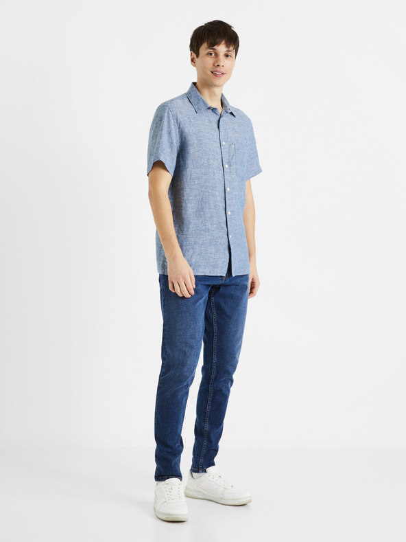Celio Blaues Herren-Leinenhemd Celio Damralin