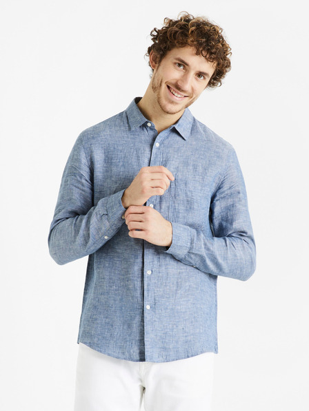 Celio Blaues Herren-Leinenhemd Celio Daflix