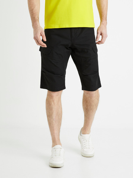 Celio Schwarze Herren Leinen-Shorts Celio Bocourtbm1