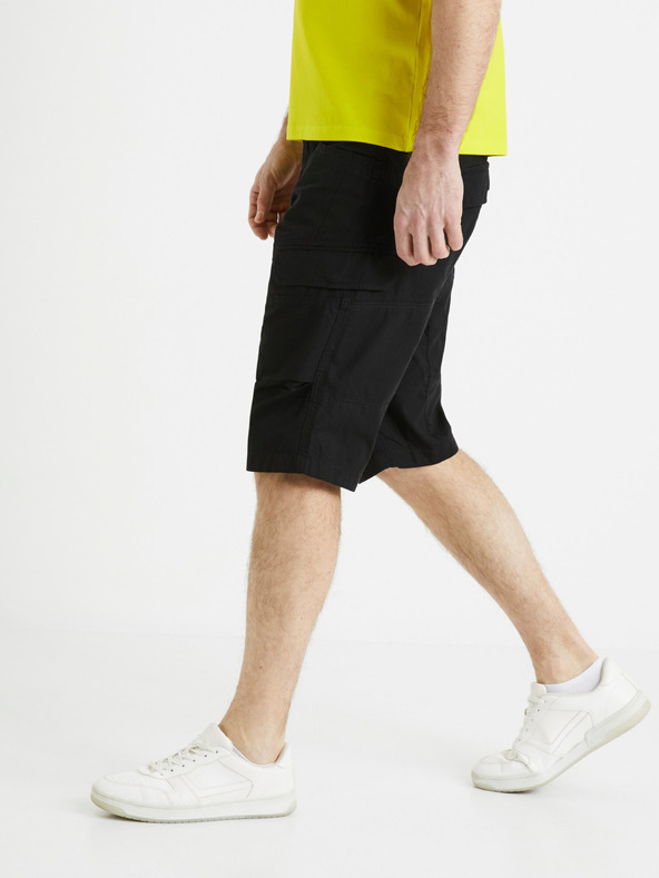 Celio Schwarze Herren Leinen-Shorts Celio Bocourtbm1