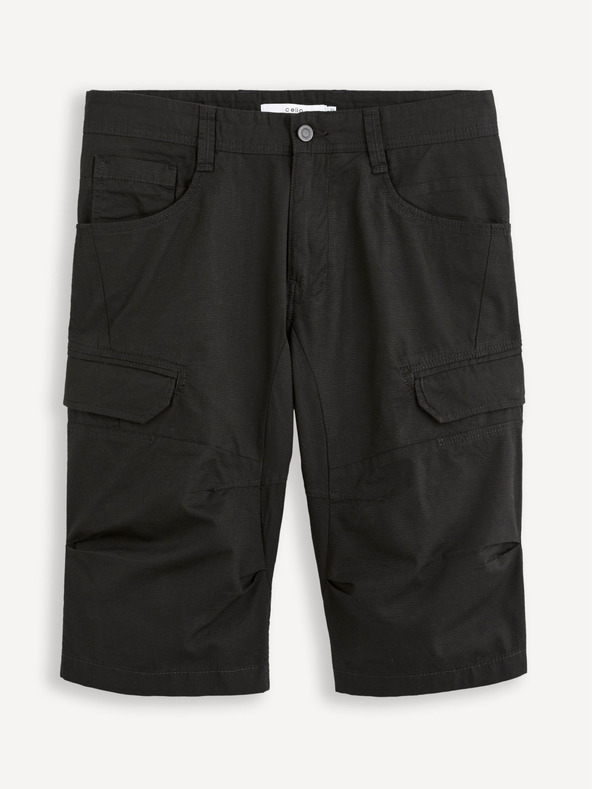 Celio Schwarze Herren Leinen-Shorts Celio Bocourtbm1