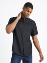 Celio Schwarzes Herren-Leinenhemd Celio Damopoc