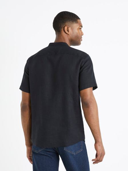 Celio Schwarzes Herren-Leinenhemd Celio Damopoc