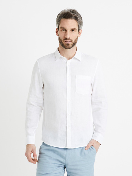 Celio Weißes Herren-Leinenhemd Celio Daflix