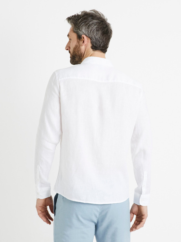 Celio Weißes Herren-Leinenhemd Celio Daflix