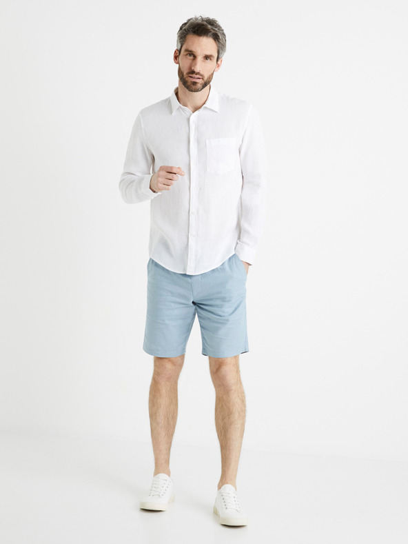 Celio Weißes Herren-Leinenhemd Celio Daflix