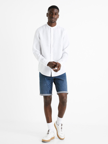 Celio Weißes Herren-Leinenhemd Celio Damaolin
