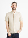 Celio Beigefarbenes Herren-Leinenhemd Celio Damopoc