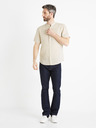 Celio Beigefarbenes Herren-Leinenhemd Celio Damopoc