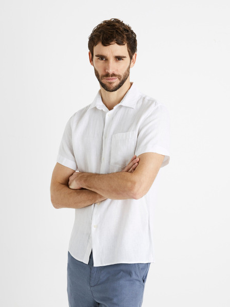 Celio Weißes Herren-Leinenhemd Celio Damarlin