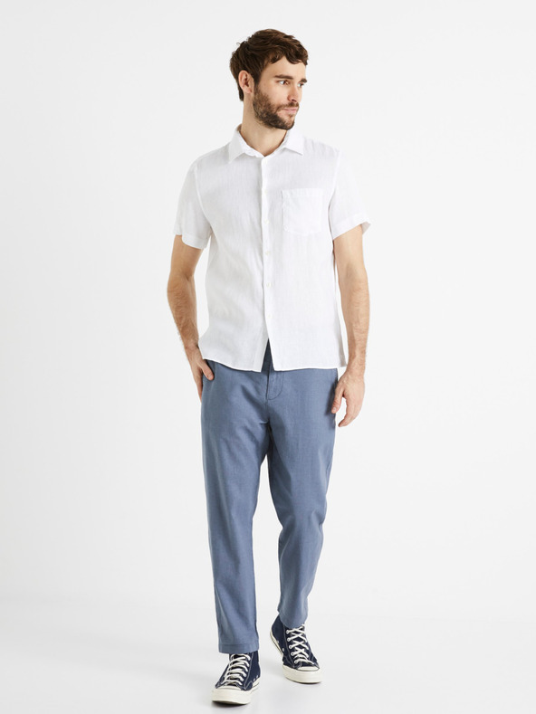 Celio Weißes Herren-Leinenhemd Celio Damarlin