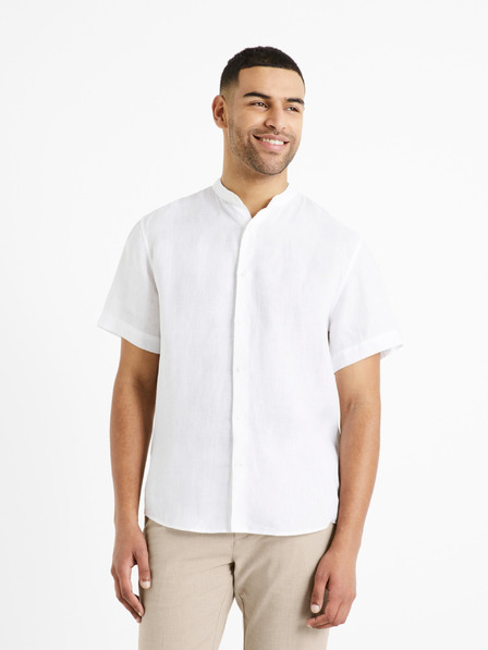 Celio Weißes Herren Leinenhemd Celio Damopoc