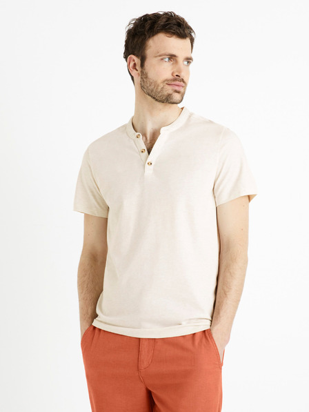 Celio Cremefarbenes Herren-Basishemd Celio Cegeti