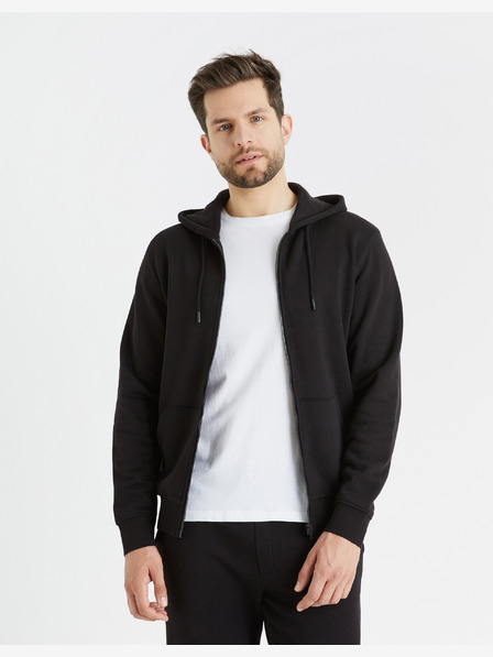Celio Schwarzer Herren-Basic-Kapuzenpullover Celio Fethree