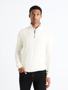 Celio Cremefarbener Herrenpullover mit Stehkragen Celio Celim
