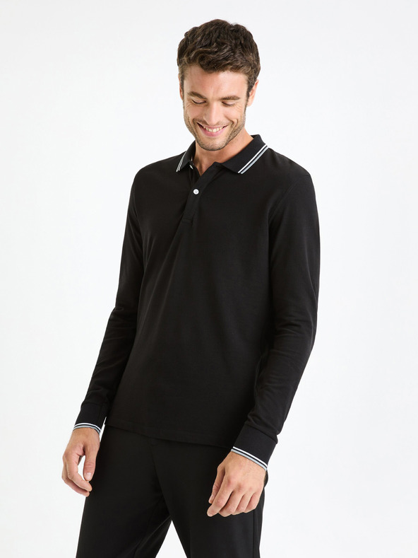 Celio Schwarzes Herren Basic-Poloshirt Celio Decolml