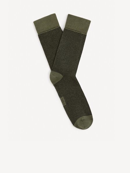 Celio Khakifarbene gestreifte Herrensocken Celio Vicaire