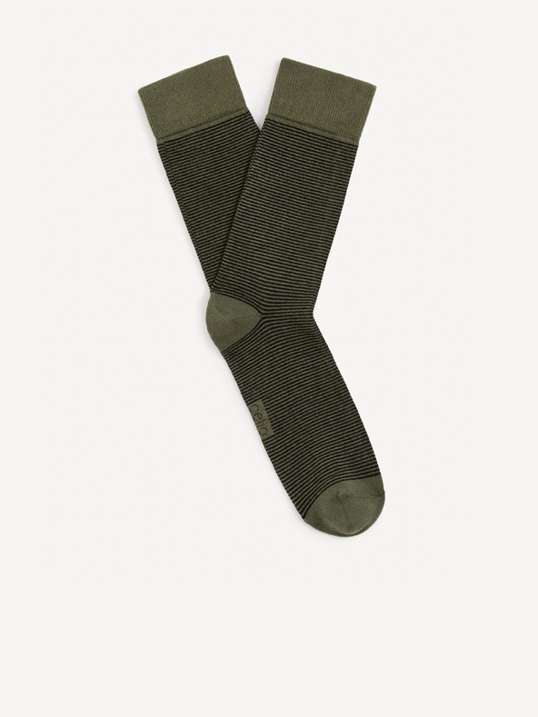 Celio Khakifarbene gestreifte Herrensocken Celio Vicaire