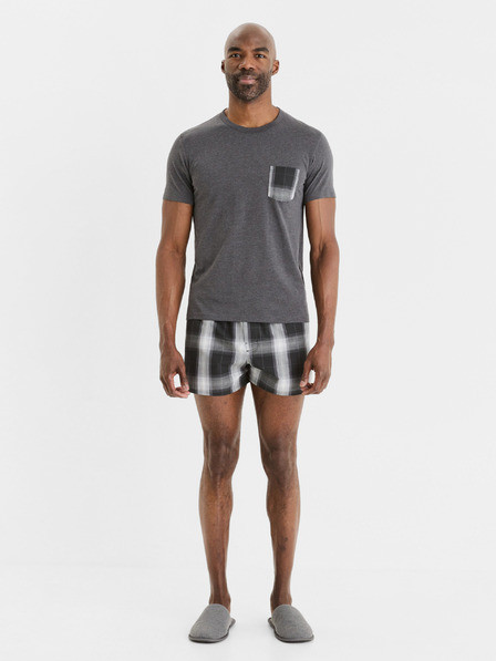 Celio Grauer karierter kurzer Schlafanzug für Herren Celio Gipyshort2