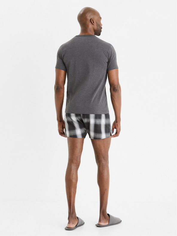 Celio Grauer karierter kurzer Schlafanzug für Herren Celio Gipyshort2
