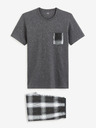 Celio Grauer karierter kurzer Schlafanzug für Herren Celio Gipyshort2