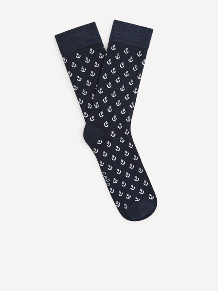 Celio Dunkelblaue gemusterte Herrensocken Celio Gisoancre