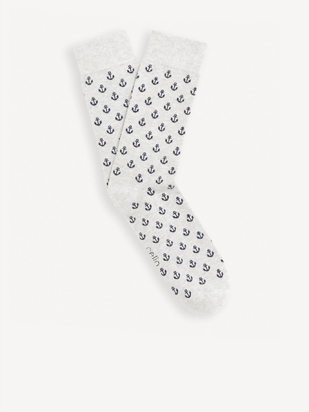 Celio Hellgraue gemusterte Socken Celio Gisoancre