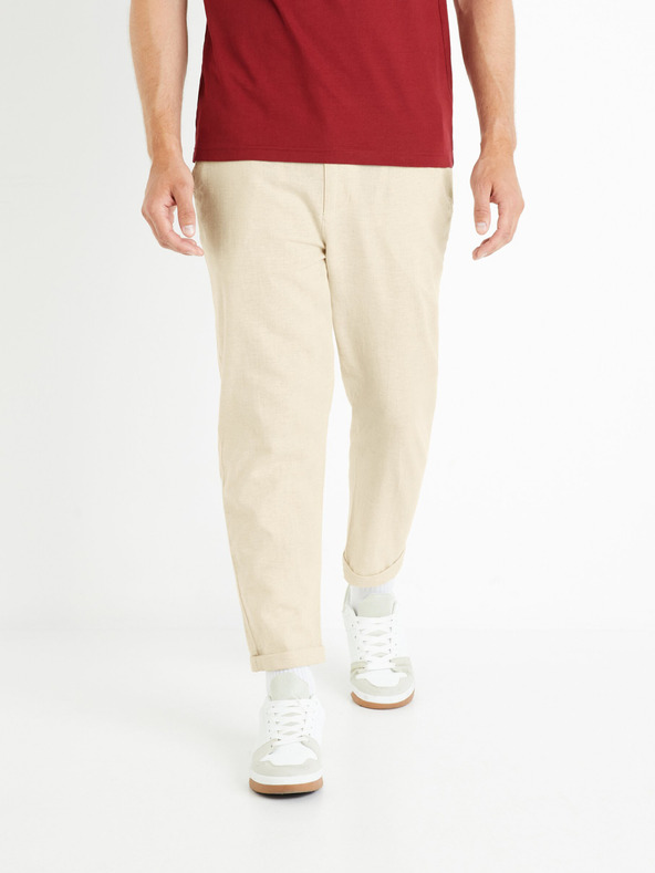 Celio Herrenhose Leinenmischung beige Celio Dolinco