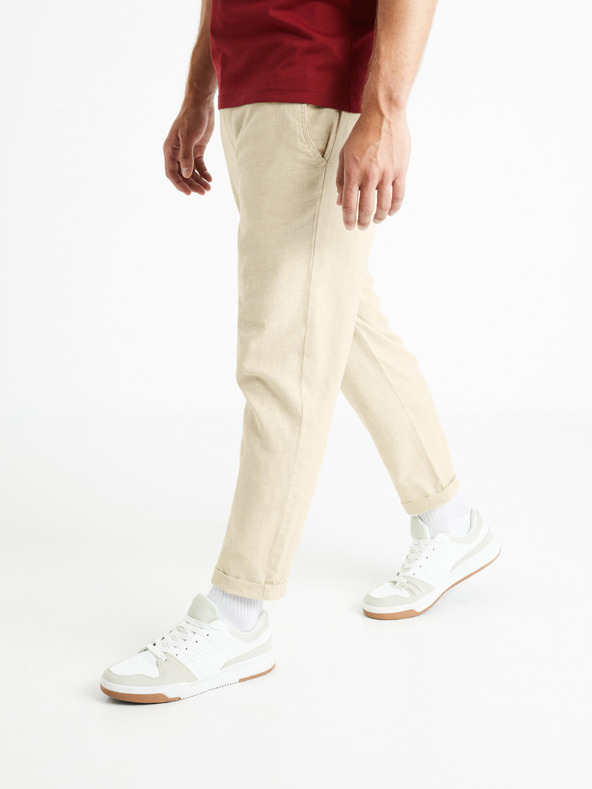 Celio Herrenhose Leinenmischung beige Celio Dolinco
