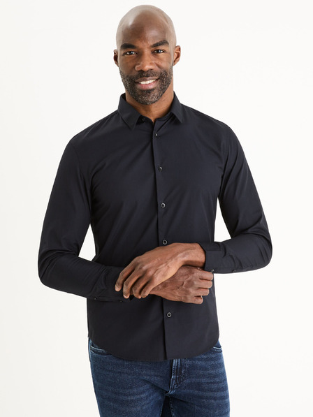 Celio Schwarzes Herrenhemd Celio Rabellefr