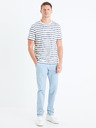 Celio Weißes Herren T-Shirt gestreift Celio Gebaser