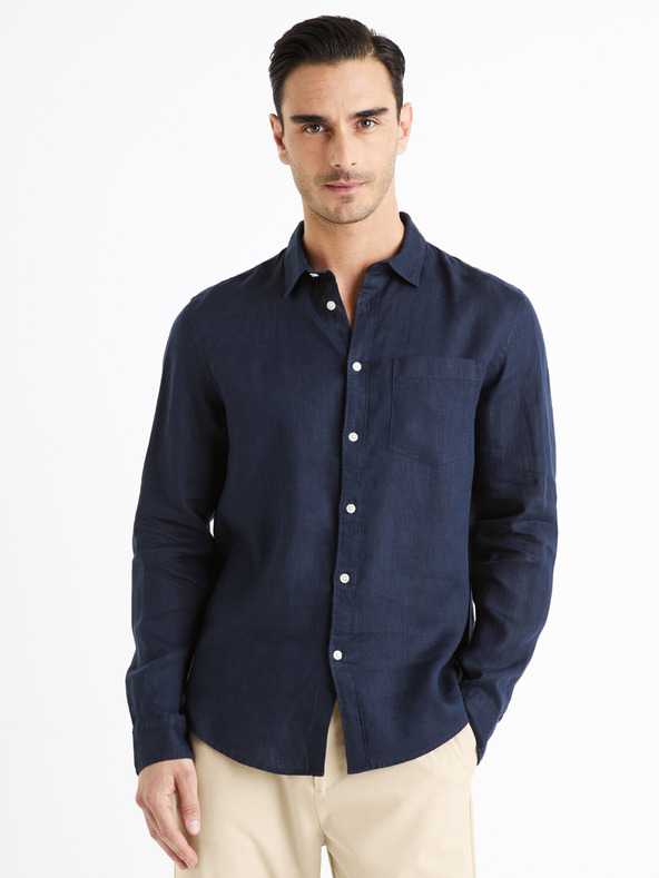 Celio Dunkelblaues Herren Leinenhemd Celio Daflix