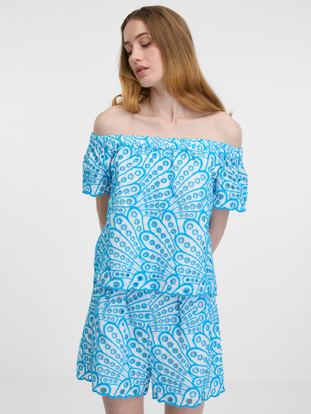 Orsay Blaue gemusterte Damenbluse ORSAY