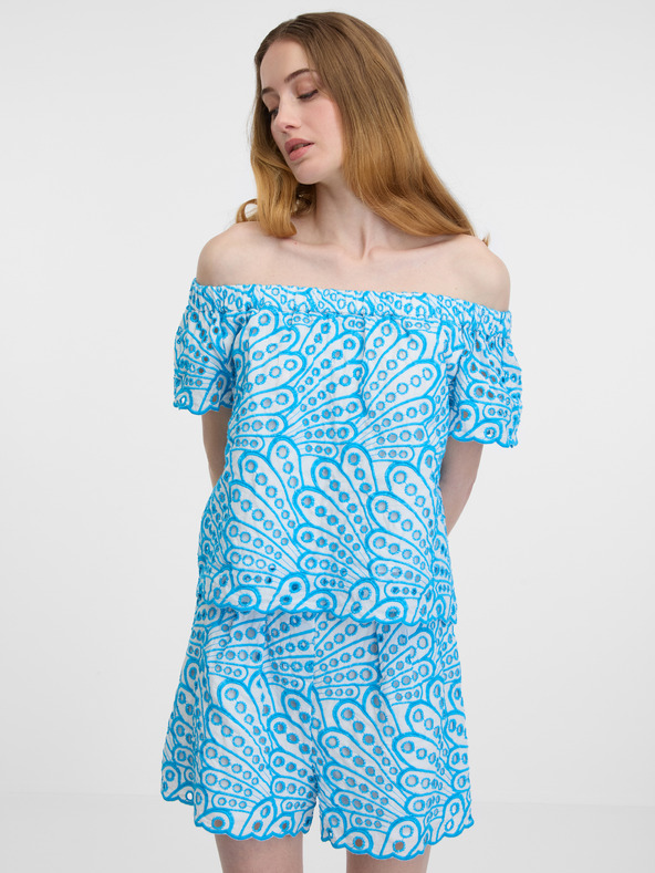 Orsay Blaue gemusterte Damenbluse ORSAY