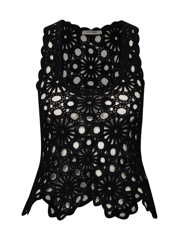 Orsay Schwarzes Damen-Häkeltop ORSAY