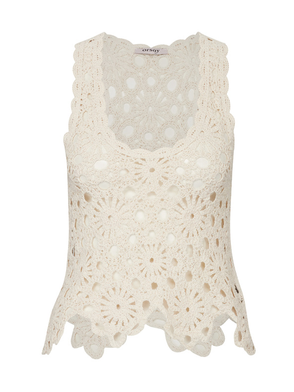Orsay Cremefarbenes Damen-Häkeltop ORSAY