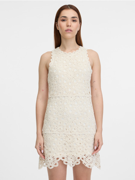 Orsay Cremefarbenes knielanges Damenkleid ORSAY