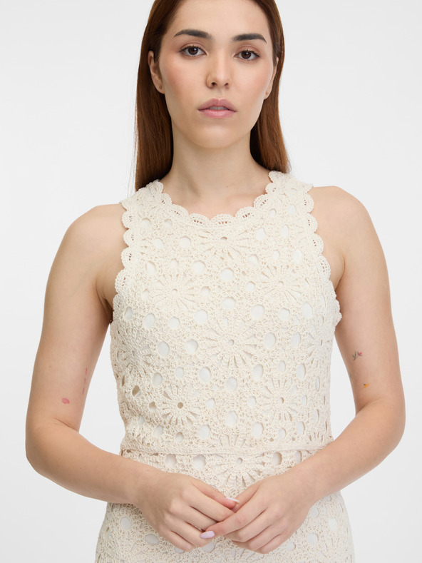 Orsay Cremefarbenes knielanges Damenkleid ORSAY