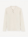Celio Cremefarbenes Herren-Langarm-T-Shirt Celio Fegetiml