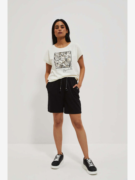 Moodo Weißes bedrucktes T-Shirt Moodo
