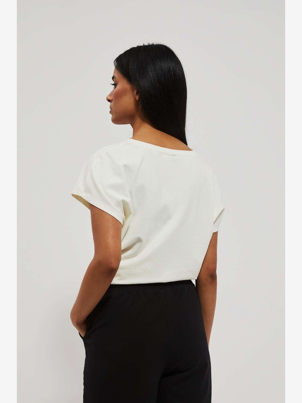 Moodo Weißes bedrucktes T-Shirt Moodo