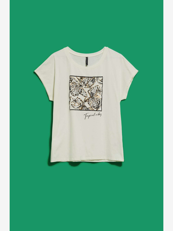 Moodo Weißes bedrucktes T-Shirt Moodo