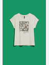 Moodo Weißes bedrucktes T-Shirt Moodo