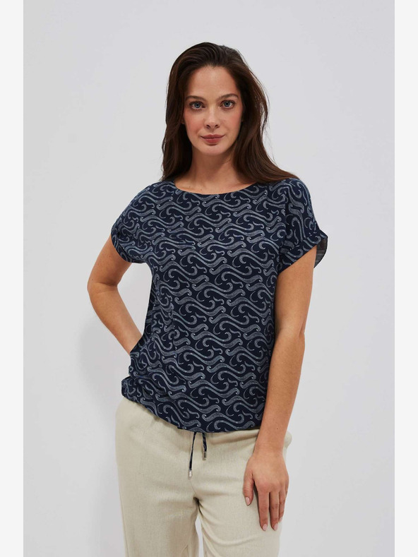 Moodo Dunkelblau gemustertes T-Shirt Moodo