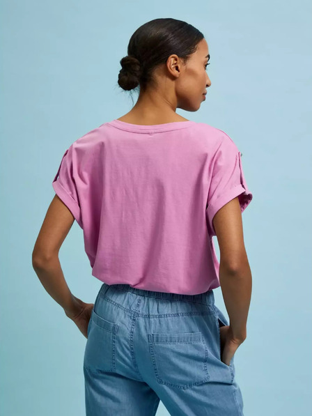 Moodo Rosa T-Shirt mit V-Ausschnitt Moodo